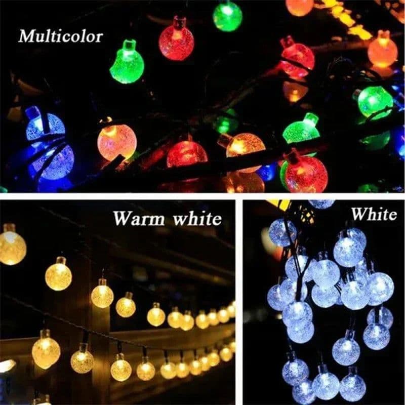 image-Solar String Lights Outdoor Crystal Fairy Light Chritmas Garland 8 Modes Waterproof Patio Light for Garden Party Decor