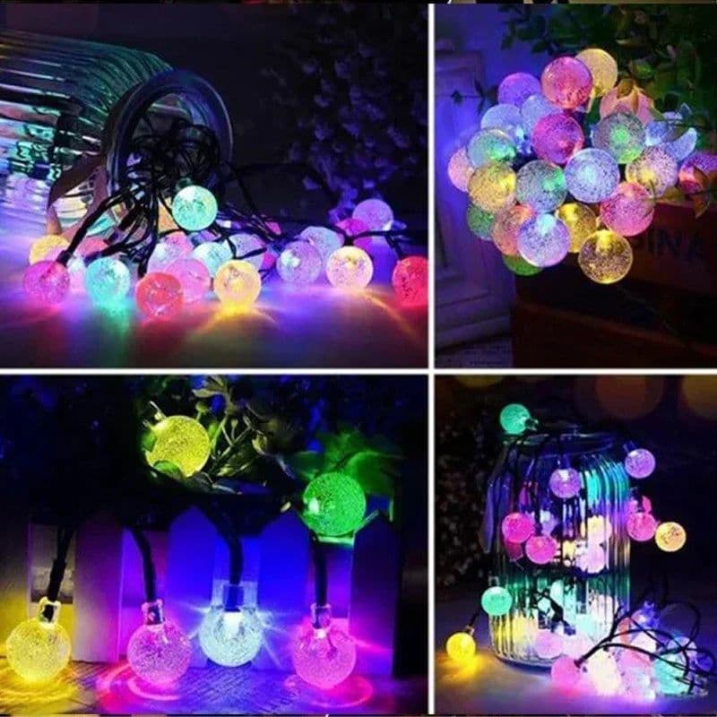 image-Solar String Lights Outdoor Crystal Fairy Light Chritmas Garland 8 Modes Waterproof Patio Light for Garden Party Decor