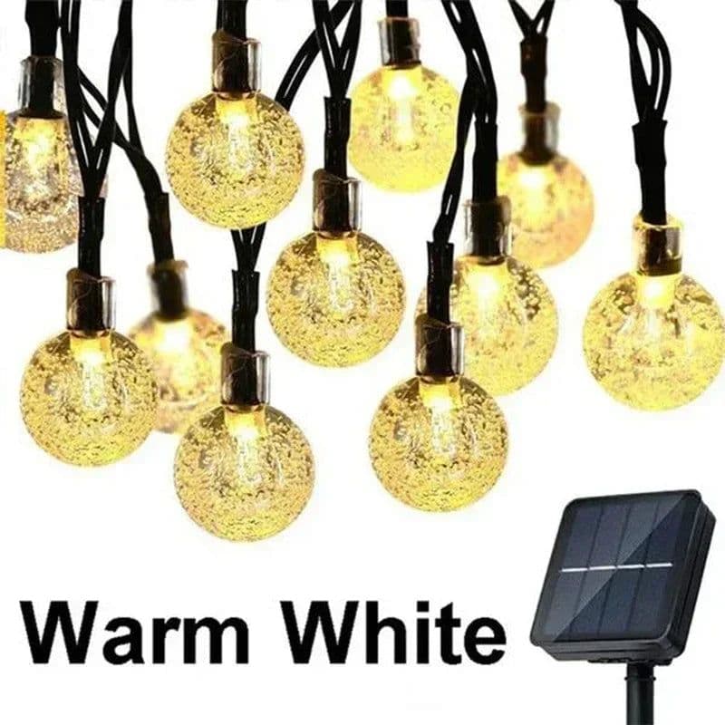 image-Solar String Lights Outdoor Crystal Fairy Light Chritmas Garland 8 Modes Waterproof Patio Light for Garden Party Decor