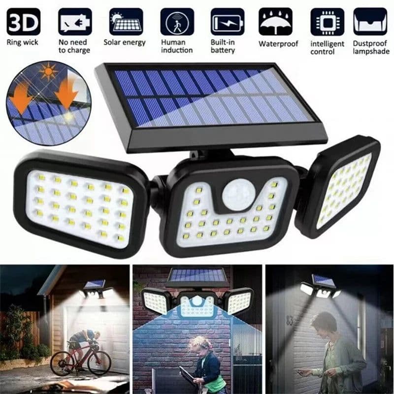 image-Solar Lights Outdoor Motion Sensor Human Induction Adjustable Head IP65 Waterproof Solar Power Wall Lamp