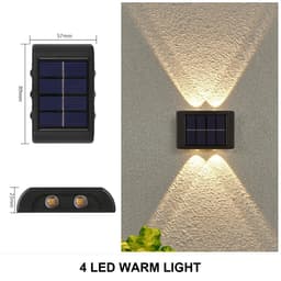 image-LED Solar Wall Lamp Outdoor Waterproof Light Up and Down Luminous Lighting for Home Garden Yard Fence Decoration Sunlight Light