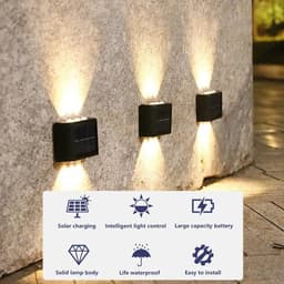 image-LED Solar Wall Lamp Outdoor Waterproof Light Up and Down Luminous Lighting for Home Garden Yard Fence Decoration Sunlight Light