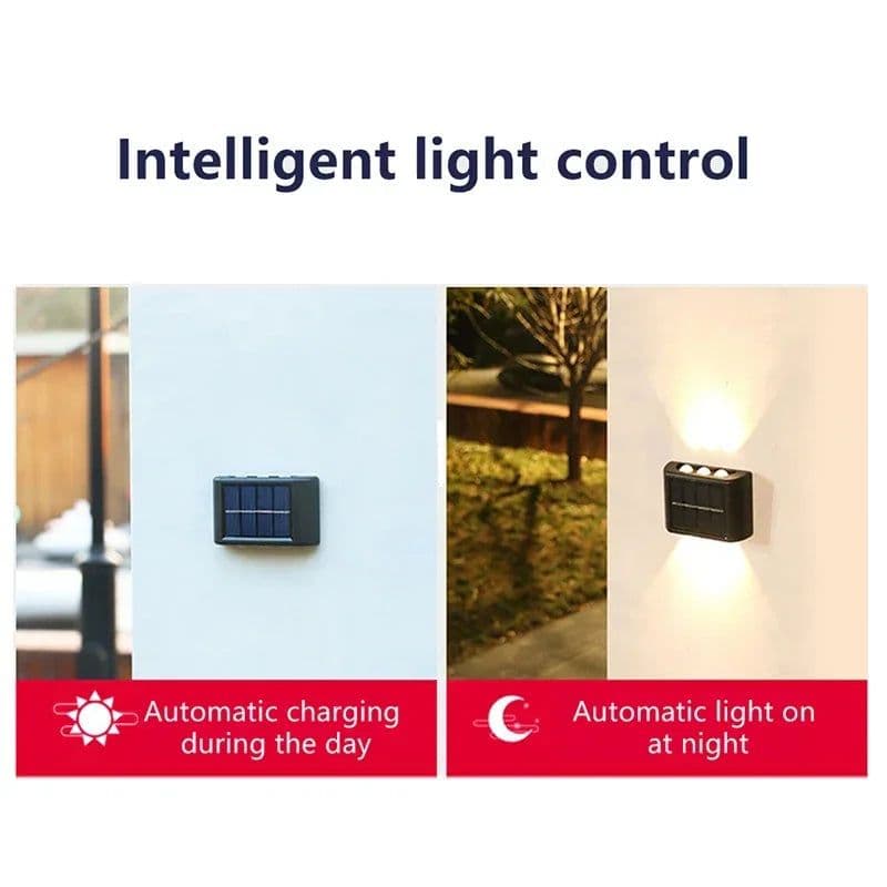 image-LED Solar Wall Lamp Outdoor Waterproof Light Up and Down Luminous Lighting for Home Garden Yard Fence Decoration Sunlight Light