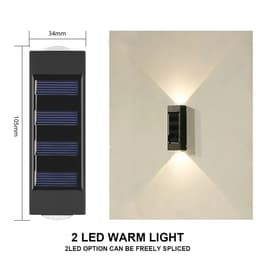 image-LED Solar Wall Lamp Outdoor Waterproof Light Up and Down Luminous Lighting for Home Garden Yard Fence Decoration Sunlight Light