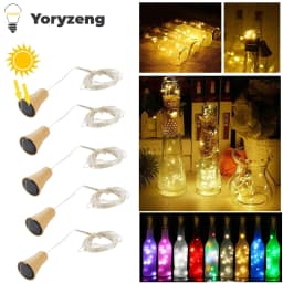 image-YORYZENG Solar Wine Bottle String Lights, 10-20 LEDs, 5Pcs