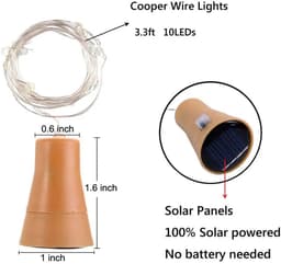 image-YORYZENG Solar Wine Bottle String Lights, 10-20 LEDs, 5Pcs