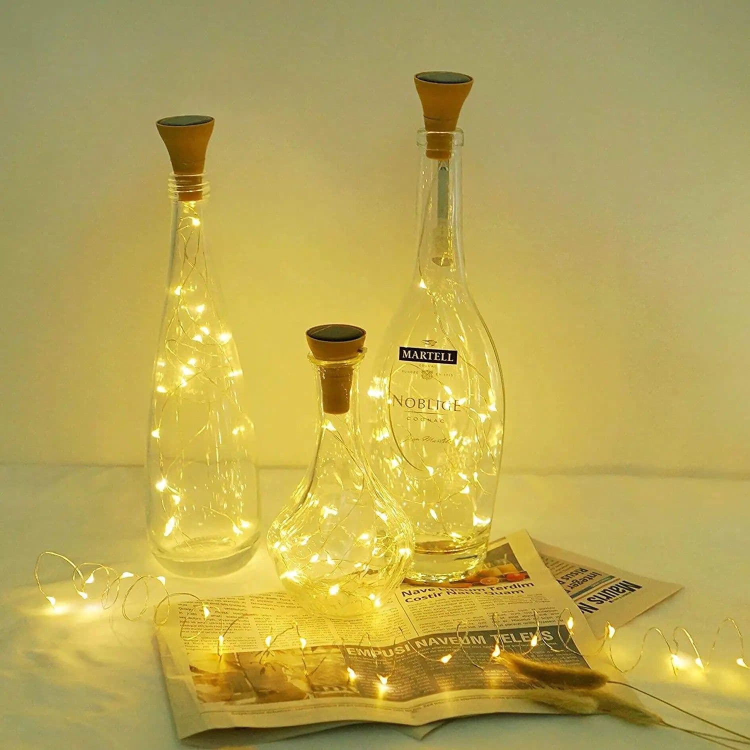 image-YORYZENG Solar Wine Bottle String Lights, 10-20 LEDs, 5Pcs