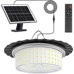 image-Solar Shed Light with Remote Control Solar Pendant Light Outdoor 360° Lighting IP65 Waterproof Outdoor Lights with Motion Sensor