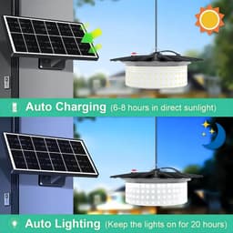 image-Solar Shed Light with Remote Control Solar Pendant Light Outdoor 360° Lighting IP65 Waterproof Outdoor Lights with Motion Sensor