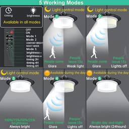 image-Solar Shed Light with Remote Control Solar Pendant Light Outdoor 360° Lighting IP65 Waterproof Outdoor Lights with Motion Sensor