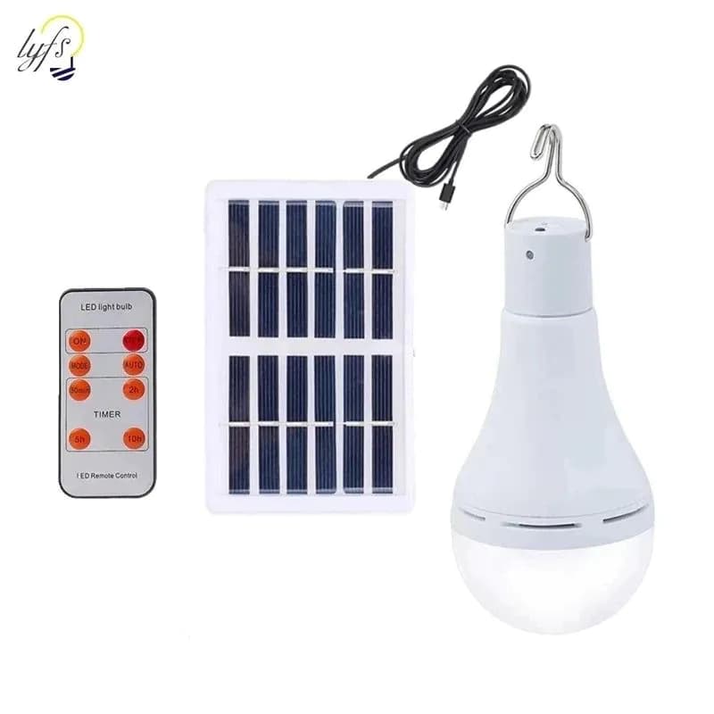 image-LED Solar Lamp Bulb Outdoor Waterproof Remote Control Timing Solar Garden Hanging Light Hiking Camping Fishing Emergency Lights