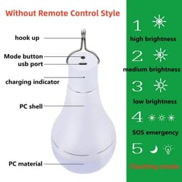 image-LED Solar Lamp Bulb Outdoor Waterproof Remote Control Timing Solar Garden Hanging Light Hiking Camping Fishing Emergency Lights