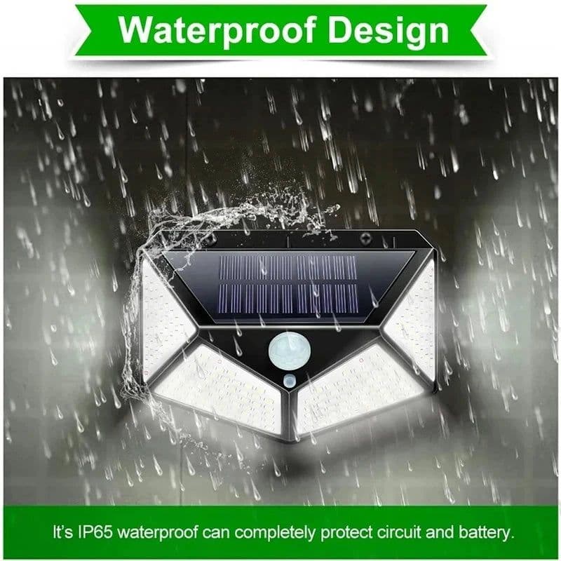 image-100 LED Solar Wall Lamp 4 Sides Luminous With Motion Sensor Human Induction Courtyard Waterproof Stairs Outdoor Wall Light