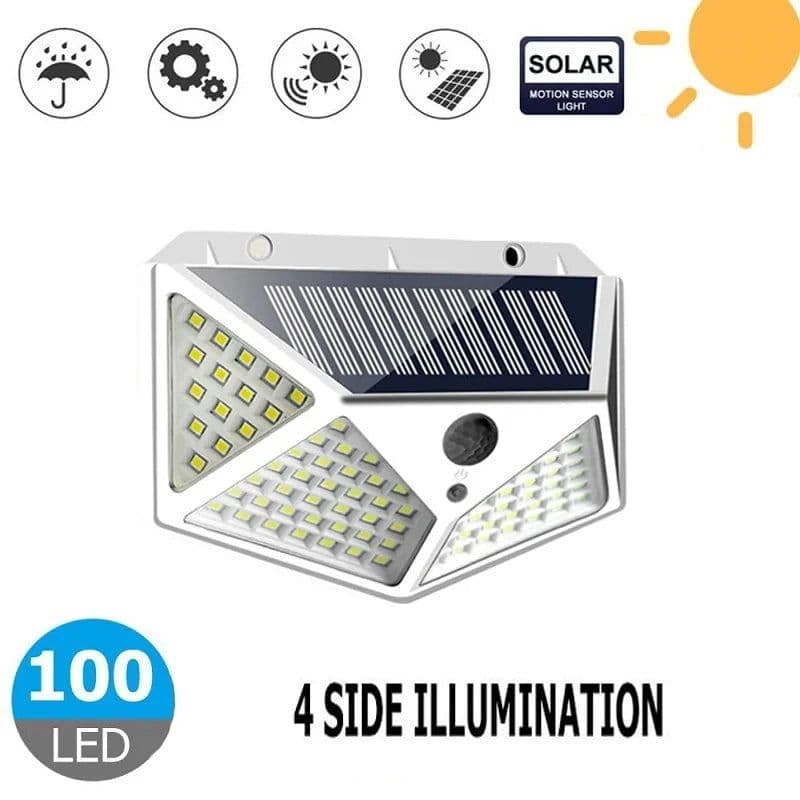 image-100 LED Solar Wall Lamp 4 Sides Luminous With Motion Sensor Human Induction Courtyard Waterproof Stairs Outdoor Wall Light