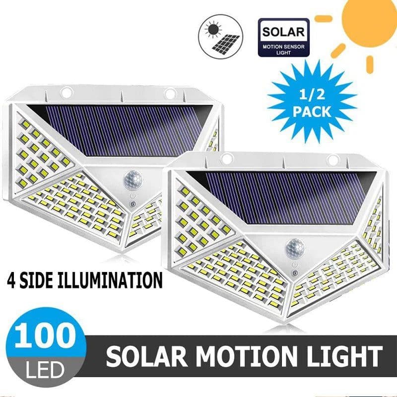 image-1/2/4/8/9PCS Solar Light Outdoor 100 LED Wall Lamp PIR Motion Sensor Lamp Waterproof LED Lights For Garden Street Decoration