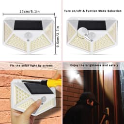 image-1/2/4/8/9PCS Solar Light Outdoor 100 LED Wall Lamp PIR Motion Sensor Lamp Waterproof LED Lights For Garden Street Decoration