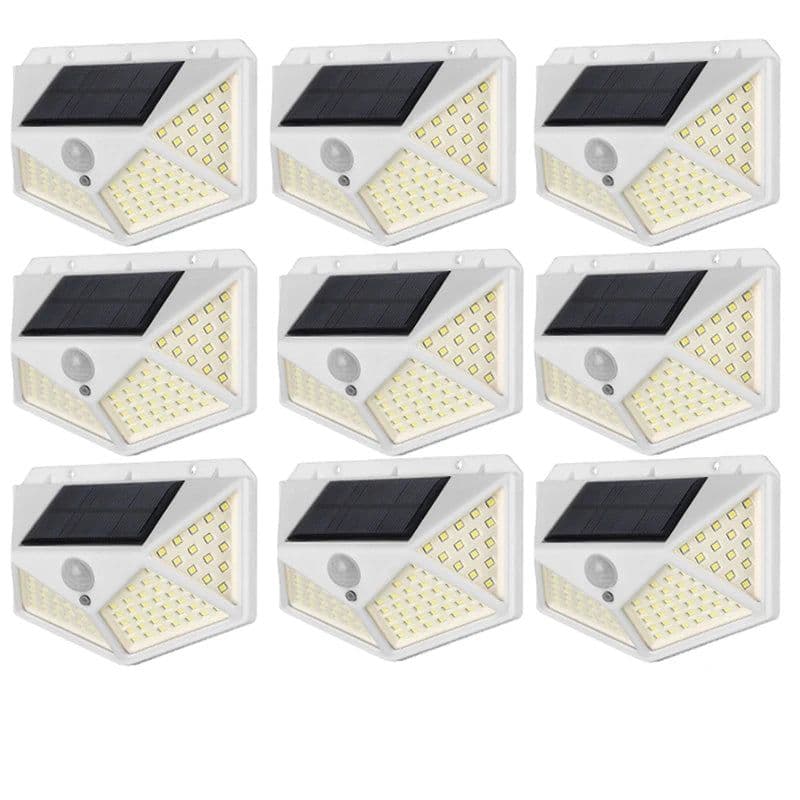 image-1/2/4/8/9PCS Solar Light Outdoor 100 LED Wall Lamp PIR Motion Sensor Lamp Waterproof LED Lights For Garden Street Decoration