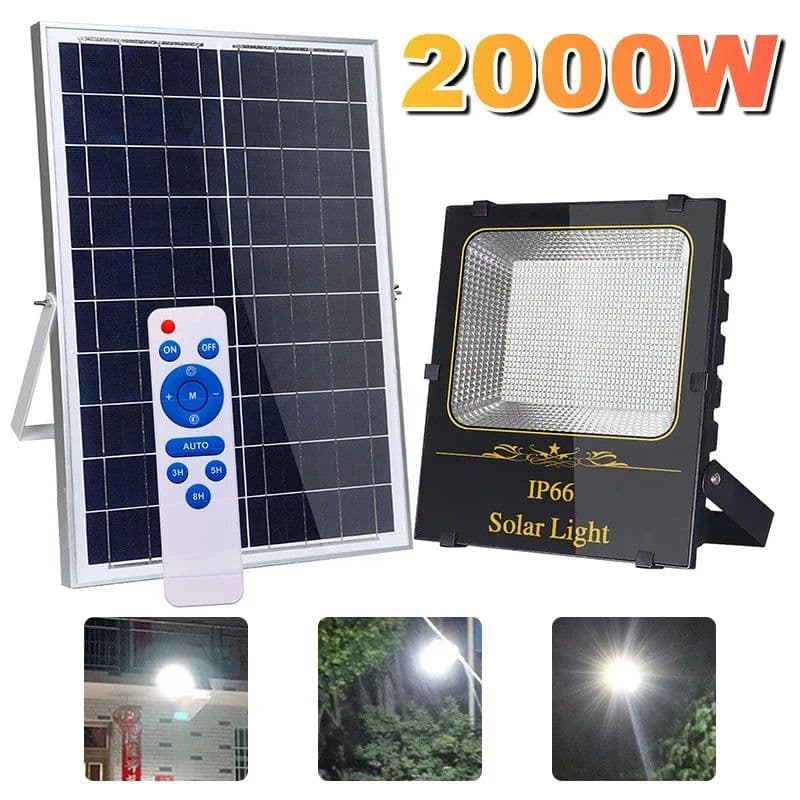 image-2000W LED Flood Lamp Street Wall Solar LED Solar Light Outdoor Remote Control Waterproof For Garden Path Landscape Spotlight