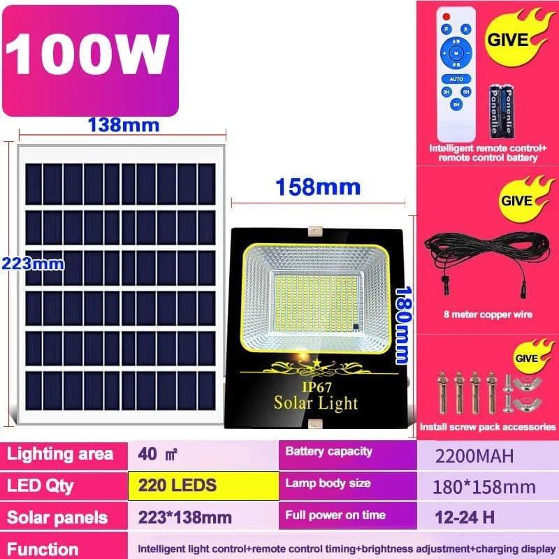 image-2000W LED Flood Lamp Street Wall Solar LED Solar Light Outdoor Remote Control Waterproof For Garden Path Landscape Spotlight