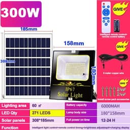 image-2000W LED Flood Lamp Street Wall Solar LED Solar Light Outdoor Remote Control Waterproof For Garden Path Landscape Spotlight