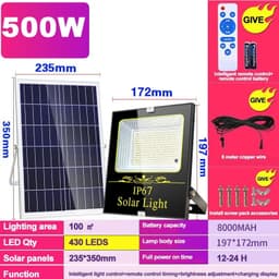 image-2000W LED Flood Lamp Street Wall Solar LED Solar Light Outdoor Remote Control Waterproof For Garden Path Landscape Spotlight