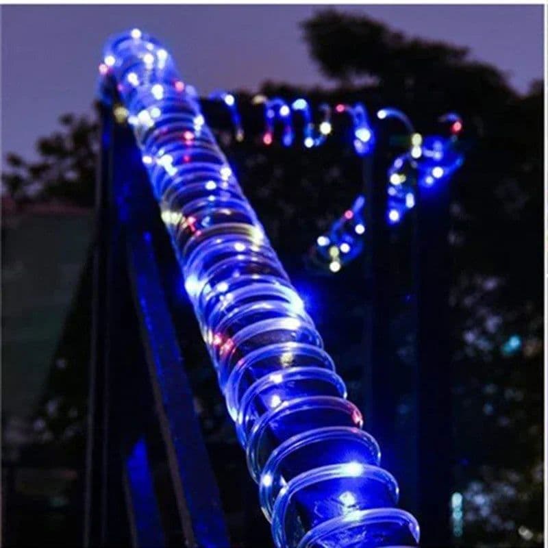 image-200/300 LEDs Solar Powered Rope Tube String Lights Outdoor Waterproof Fairy Lights Garden Garland For Christmas Yard Decoration