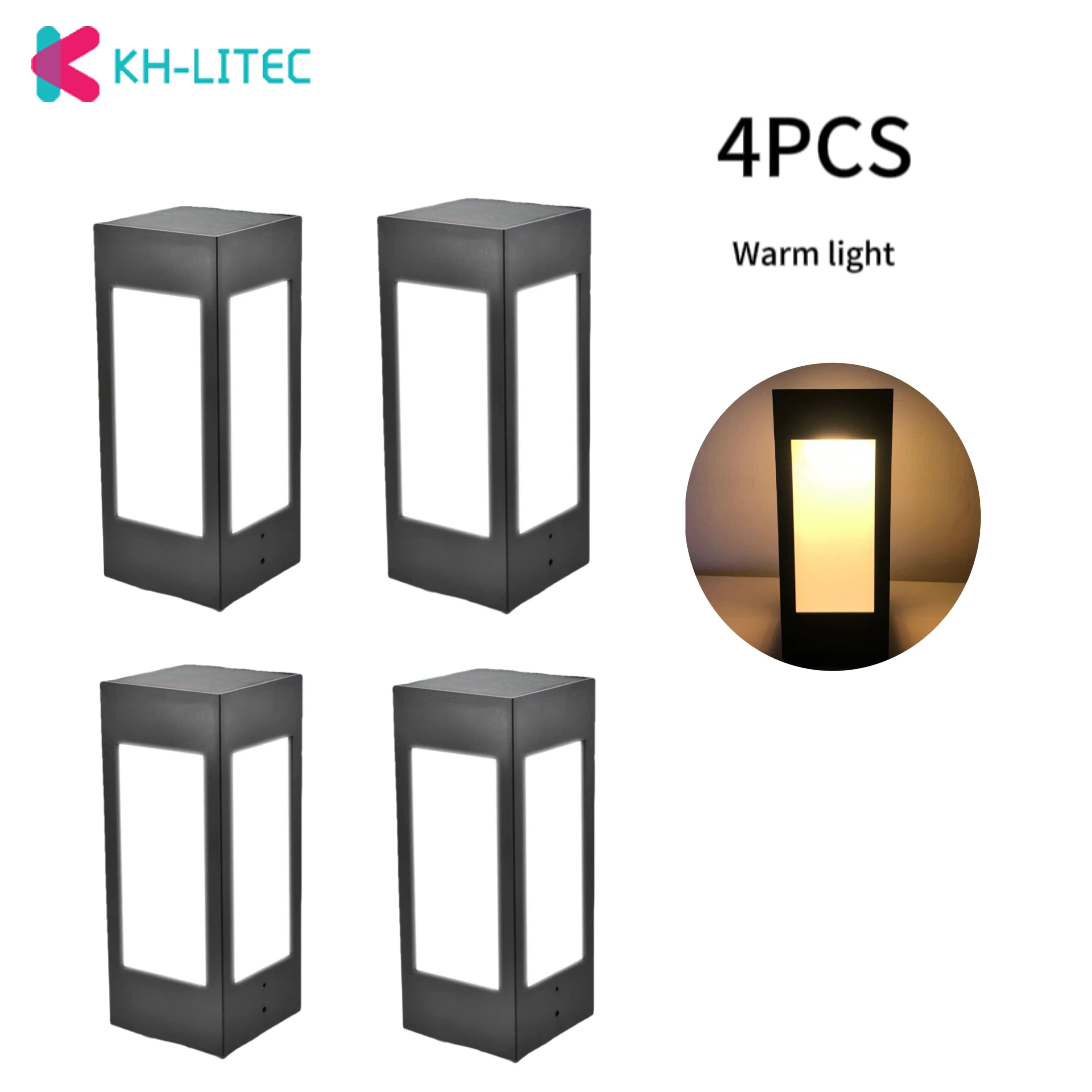image-KH-LITEC 2/4PCS Solar Fence Post LED Cap Light Waterproof Solar Pillar Lamp Garden Decoration Column Headlight Pathway Path Stre