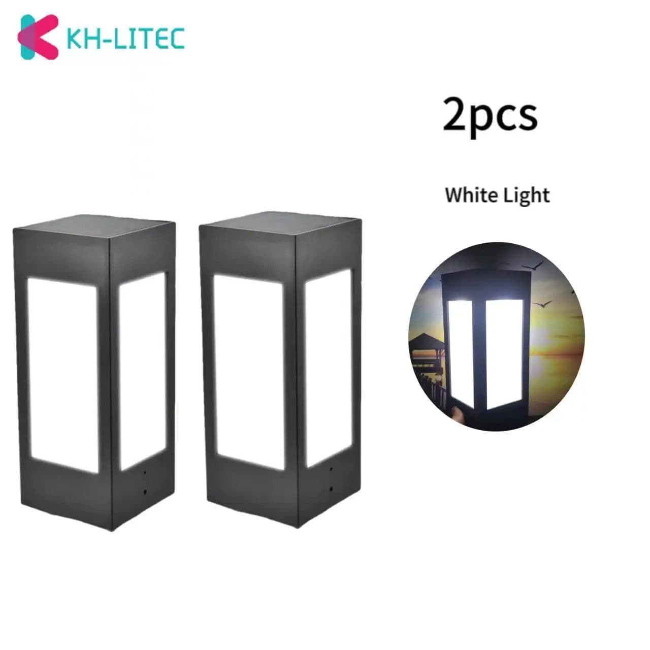 image-KH-LITEC 2/4PCS Solar Fence Post LED Cap Light Waterproof Solar Pillar Lamp Garden Decoration Column Headlight Pathway Path Stre