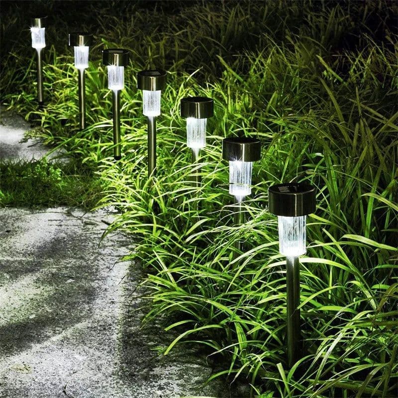 image-10-24PCS Stainless Steel Solar Garden Light Outdoor Solar Powered Lamp Lanter Waterproof Landscape Lighting Yard Lawn Decoration