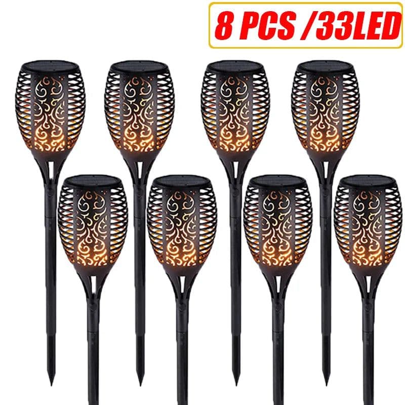 image-33/96 LED Outdoor Solar Flame Lamp Torch Light Safety Waterproof Light Flicker Lights For Terrace Garden Decor Automatic On Dusk