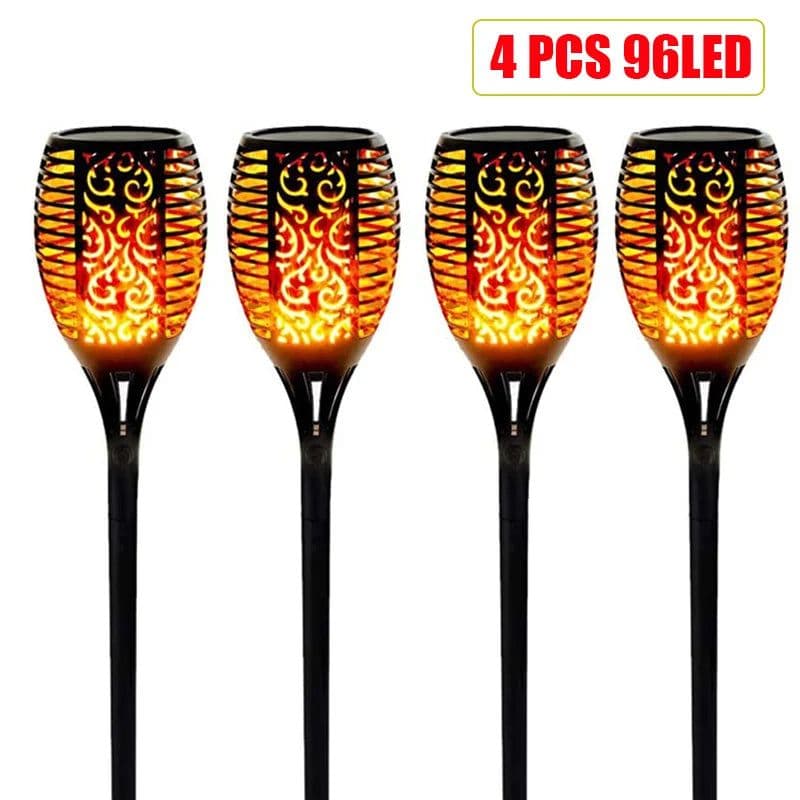 image-33/96 LED Outdoor Solar Flame Lamp Torch Light Safety Waterproof Light Flicker Lights For Terrace Garden Decor Automatic On Dusk