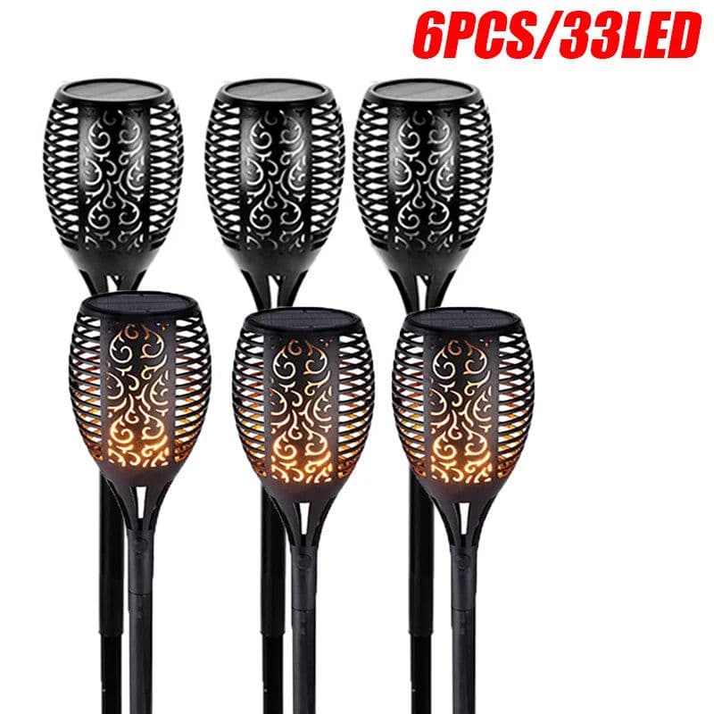 image-33/96 LED Outdoor Solar Flame Lamp Torch Light Safety Waterproof Light Flicker Lights For Terrace Garden Decor Automatic On Dusk