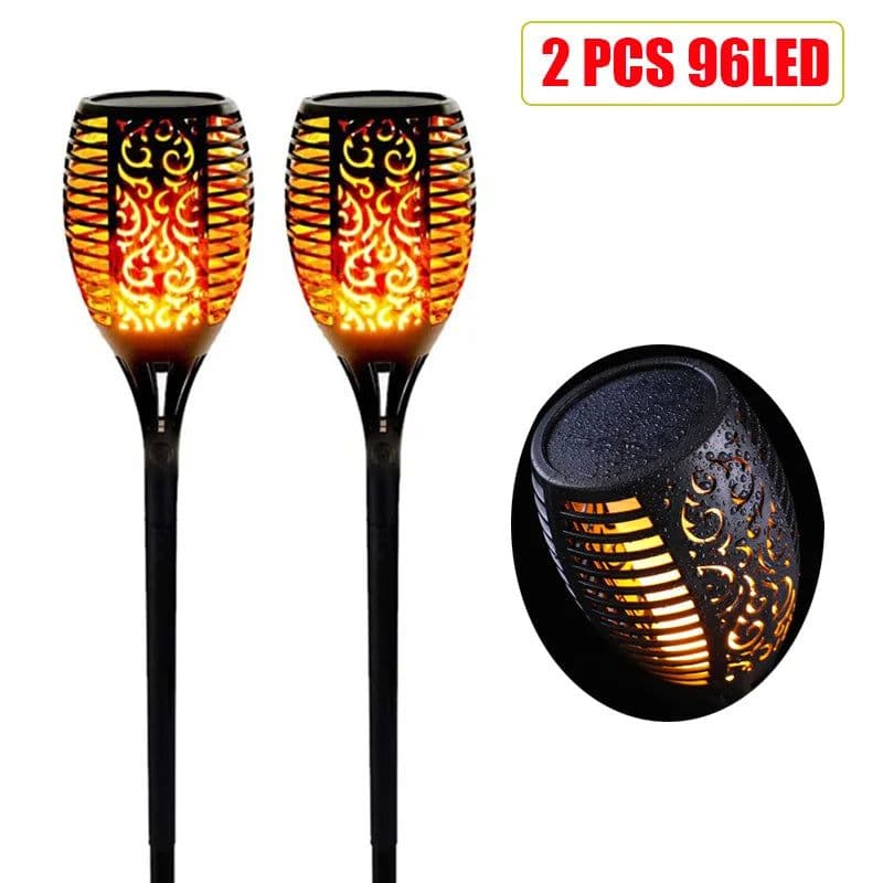 image-33/96 LED Outdoor Solar Flame Lamp Torch Light Safety Waterproof Light Flicker Lights For Terrace Garden Decor Automatic On Dusk