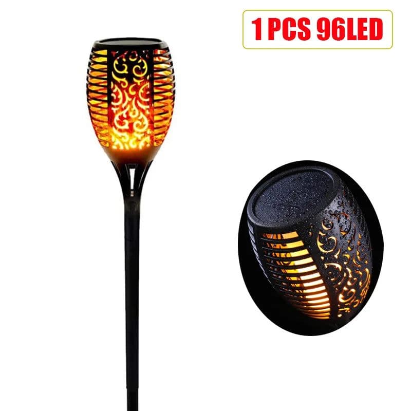 image-33/96 LED Outdoor Solar Flame Lamp Torch Light Safety Waterproof Light Flicker Lights For Terrace Garden Decor Automatic On Dusk