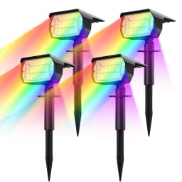 image-20/18LEDs RGB Solar Light Outdoors Landscape Spotlights Color Changing 2 In 1 Wireless Waterproof Solar Wall Lamp Patio Garden