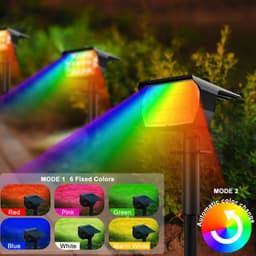 image-20/18LEDs RGB Solar Light Outdoors Landscape Spotlights Color Changing 2 In 1 Wireless Waterproof Solar Wall Lamp Patio Garden
