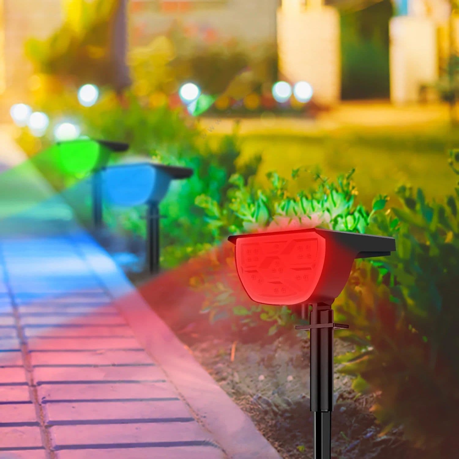image-20/18LEDs RGB Solar Light Outdoors Landscape Spotlights Color Changing 2 In 1 Wireless Waterproof Solar Wall Lamp Patio Garden