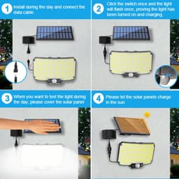 image-234LED Solar Light Outdoor Waterproof With Motion Sensor 3 Lighting Mode Security Light Solar Flood Light for Garden Garage Yard