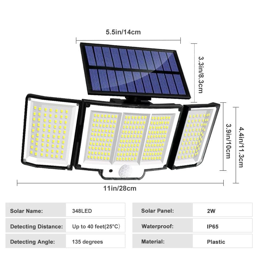 image-234LED Solar Light Outdoor Waterproof With Motion Sensor 3 Lighting Mode Security Light Solar Flood Light for Garden Garage Yard