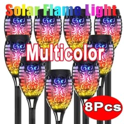 image-NEW 1/2/4/6/8Pcs Solar Flame Torch Lights Flickering Light Waterproof Garden Decoration Outdoor Lawn Path Yard Patio Floor Lamps