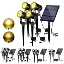 image-Newest 3000K/6000K/RGB Solar LED Light Outdoor Solar Spotlight Solar Garden Light Outdoor IP65 Waterproof Lawn Lamp Wall Light