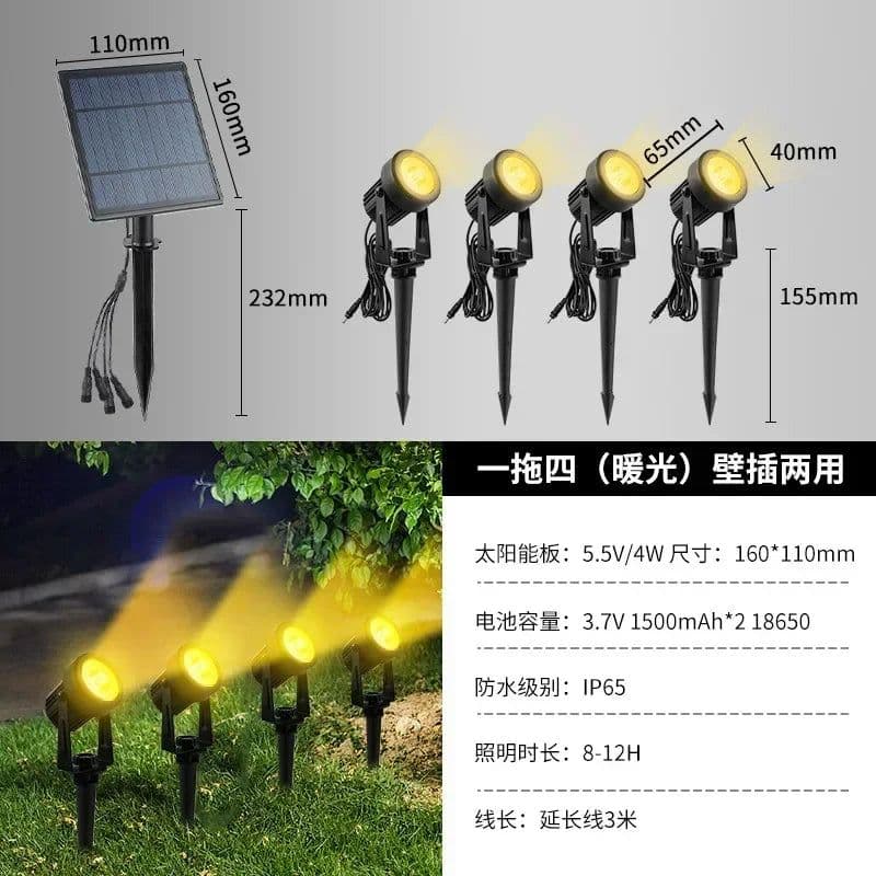 image-Newest 3000K/6000K/RGB Solar LED Light Outdoor Solar Spotlight Solar Garden Light Outdoor IP65 Waterproof Lawn Lamp Wall Light