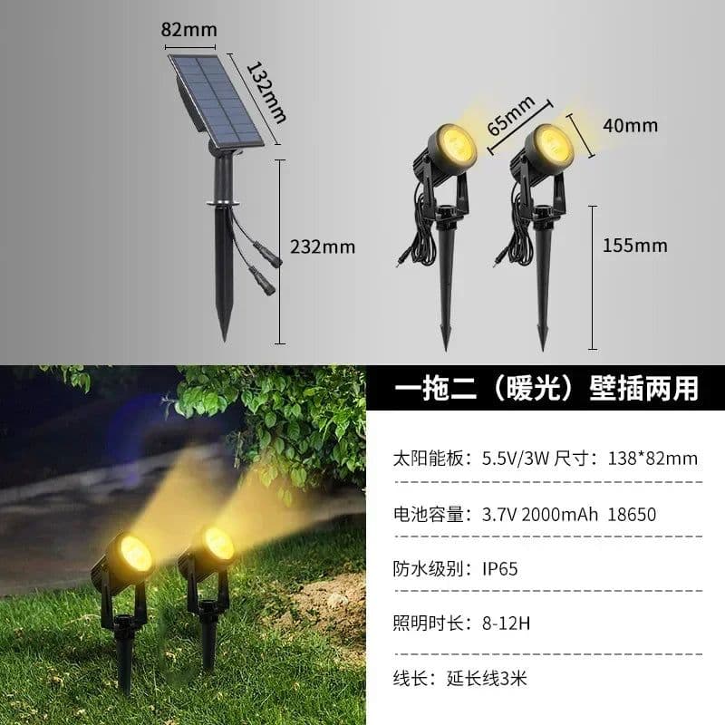 image-Newest 3000K/6000K/RGB Solar LED Light Outdoor Solar Spotlight Solar Garden Light Outdoor IP65 Waterproof Lawn Lamp Wall Light