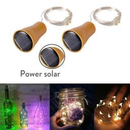 image-Solar Powered 10LED 20LED Wine Bottle Lights Cork Shape Fairy Lights Garland Christmas Light Copper Wire Home Room Decor Lamp