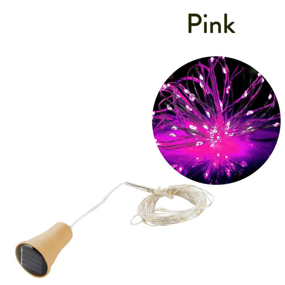 image-Solar Powered 10LED 20LED Wine Bottle Lights Cork Shape Fairy Lights Garland Christmas Light Copper Wire Home Room Decor Lamp