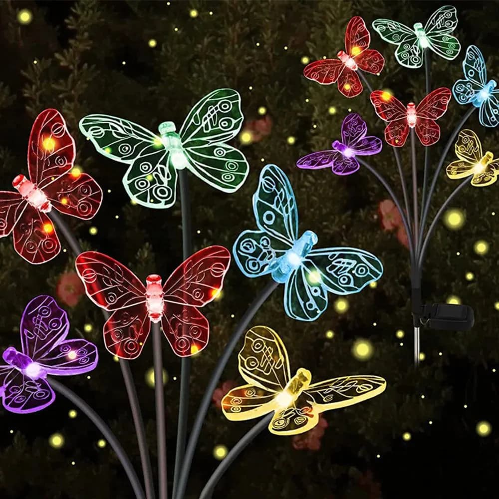 image-Solar Outdoor LED Lights Outdoor Waterproof Garden Landscape Lawn Light Butterfly Lights Lamp LED Home Decor Lamp 6/8/10heads 조명