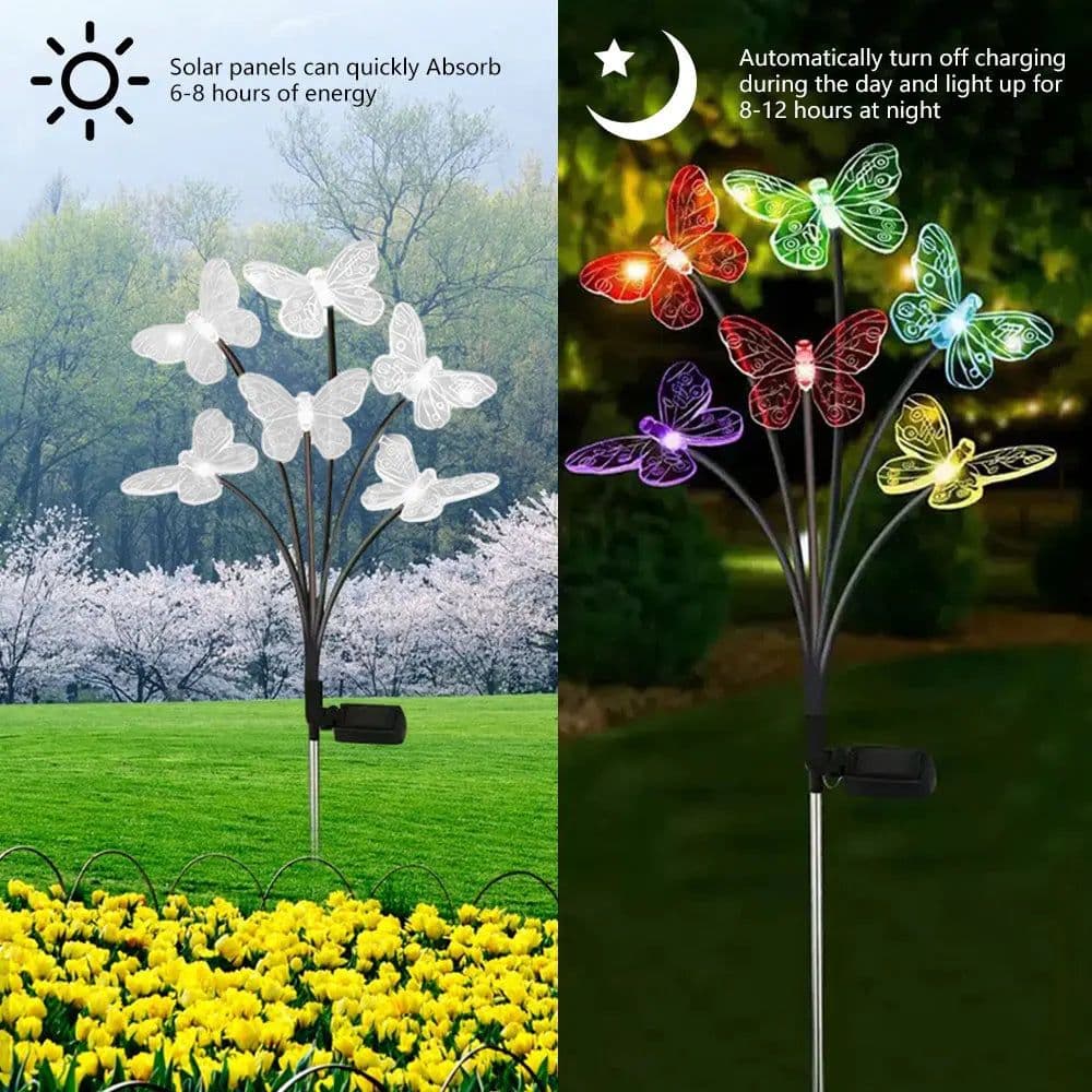 image-Solar Outdoor LED Lights Outdoor Waterproof Garden Landscape Lawn Light Butterfly Lights Lamp LED Home Decor Lamp 6/8/10heads 조명