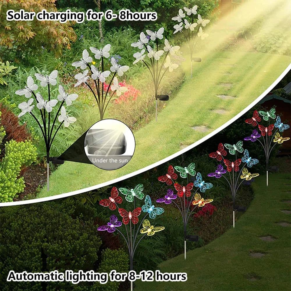 image-Solar Outdoor LED Lights Outdoor Waterproof Garden Landscape Lawn Light Butterfly Lights Lamp LED Home Decor Lamp 6/8/10heads 조명