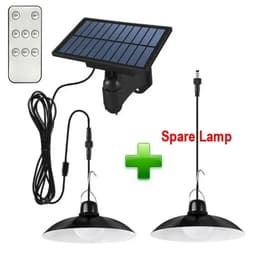image-Solar Panel Chandelier Led Solar Pendant Light Powered Lamp White/Warm light with Remote Control Camping Outdoor Garden