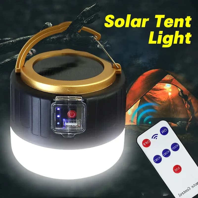 image-Waterproof Rechargeable Tent Lamp Solar LED Camping Light New Portable Lanterns Emergency Lights Market Lamp Energy Saving Bulb